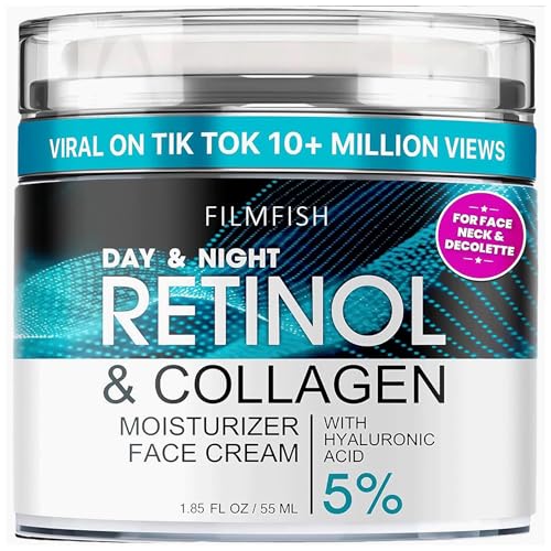 Nigwedete Day & Night Retinol Cream for Face - 55 ml丨1% Retinol 2% Collagen 5% Hyaluronic Acid丨Anti-Aging & Wrinkle Reduction Deep Hydration & Enhanced Elasticity丨For Men & Women