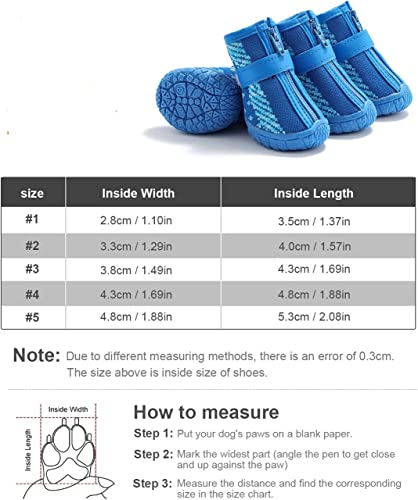 Image of KUTKUT Small Dog Anti-Slip Boots With Reflective Straps - Soft Mesh Breathable Adjustable Puppy Shoes - Paw Protective Booties With Zipper for Small & Medium Dogs - 4PCS Blue