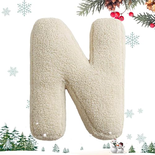 Cojín de peluche con letras – Cojín de letras que abrazan el inglés, cómodo cojín decorativo | Cojín de letras del inglés de la A a la Z para sofá, dormitorio, sala de estar D