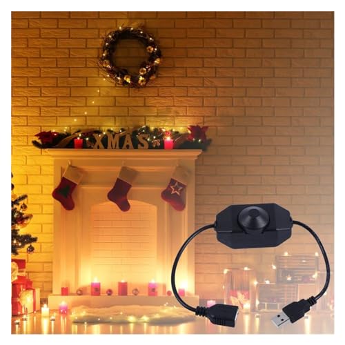 Cinta 12 V CC regulador de intensidad luz LED USB con conector ventilador interruptor negro 4