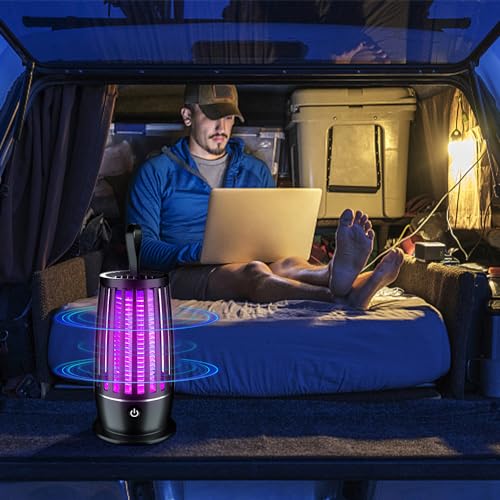 Insektenvernichter Elektrisch, 2 In 1 Mückenlampe 2000mAh, Elektrische Fliegenfalle mit UV-Lampe, Fliegenfalle Elektrisch für Schlafzimmer Camping Garten