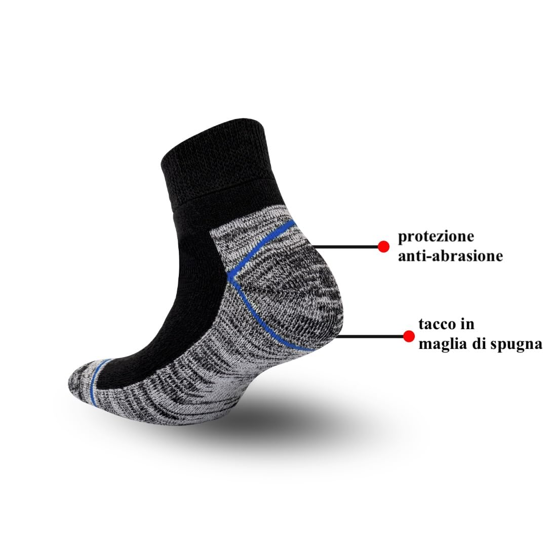 Metrium 6 paia di calzini corti da uomo da lavoro da uomo 39 – 42/43 – 46 calzini da lavoro resistenti e anti-foro. Traspiranti extra forti in spugna.