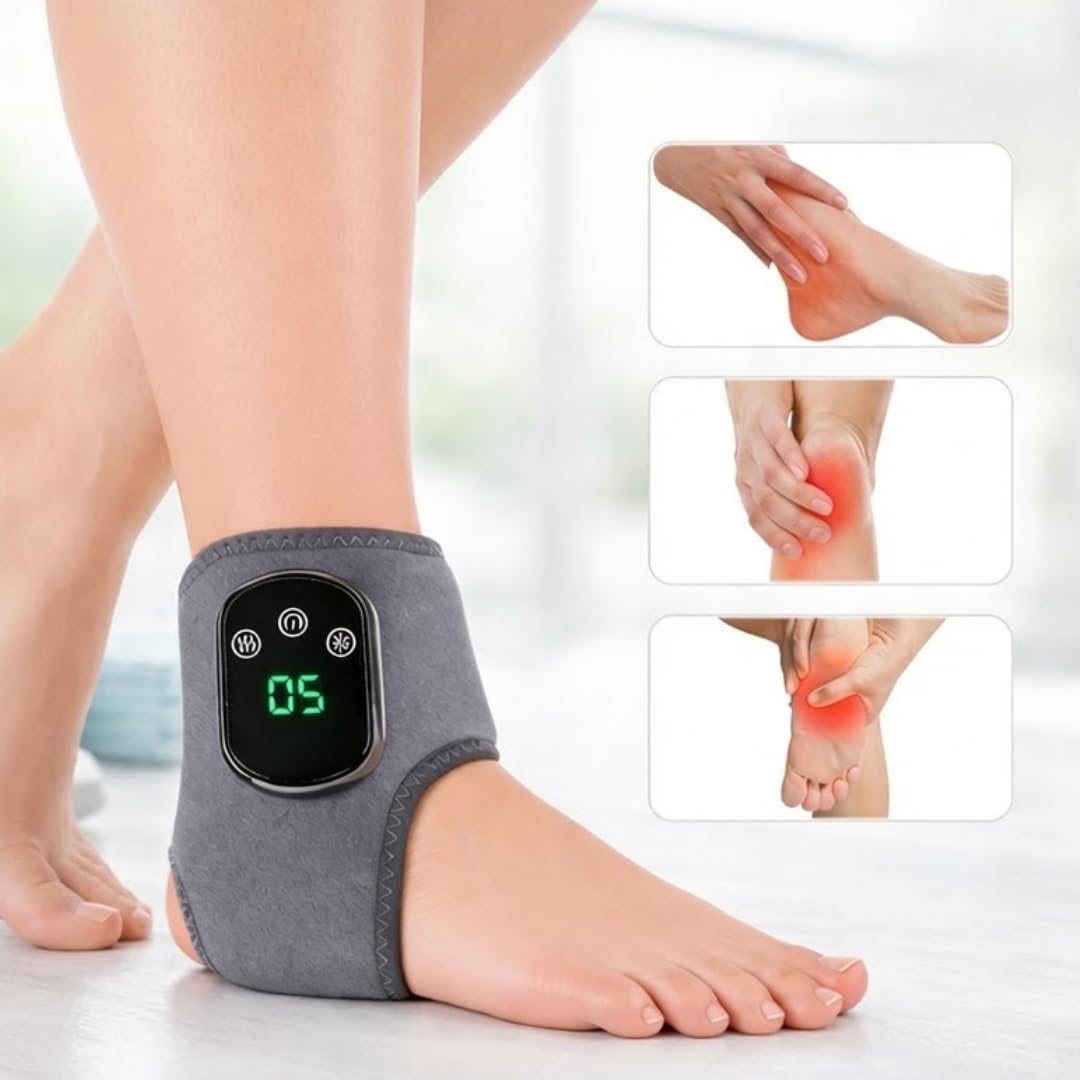 FootRevita - Masajeador de Pies y Tobillos con Calor Ajustable y Vibración, Recuperación Deportiva y Relajación Muscular, Uso Diario en Casa, 5 Niveles de Temperatura y 3 Modos de Masaje
