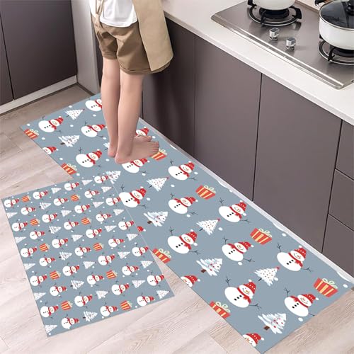 Alfombrillas de cocina juego de 2 tapetes de entrada lavables alfombras antifatiga gris plata 4