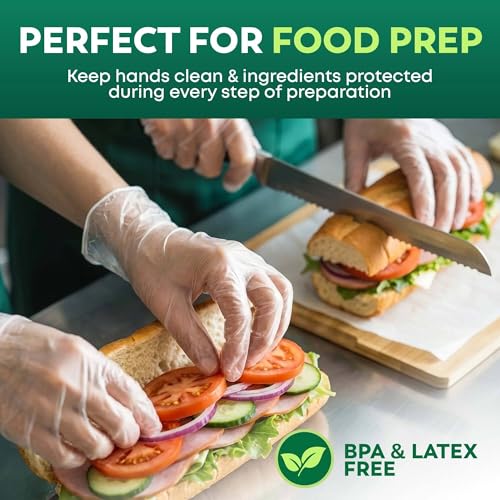 Image of Keppi 600 Pack Disposable Gloves Medium - Clear HDPE Plastic, Food Safe, Latex-Free, BPA-Free - Single-Use for Cooking, Food Prep, Cleaning & Serving