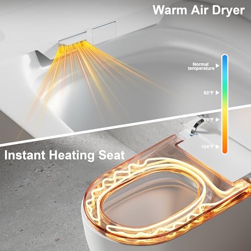 Image of Smart Toilet with Bidet Built In, Heated Seat, Auto Flush, Auto Soft-Close Seat & Lid, Foot Sensor, Warm Water Wash&Air Dry, Tankless One Piece Electric Toilets for Bathroom with Siphon Dual Flush