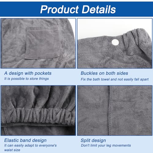 Saunakilt Herren, Verstellbares Elastisches Saunatuch mit Druckknopf, Größe Herren Badetuch Kilt, Schnell Trocknend für Sauna, Dusche, Spa, Fitnessstudio, 70 x 140 cm
