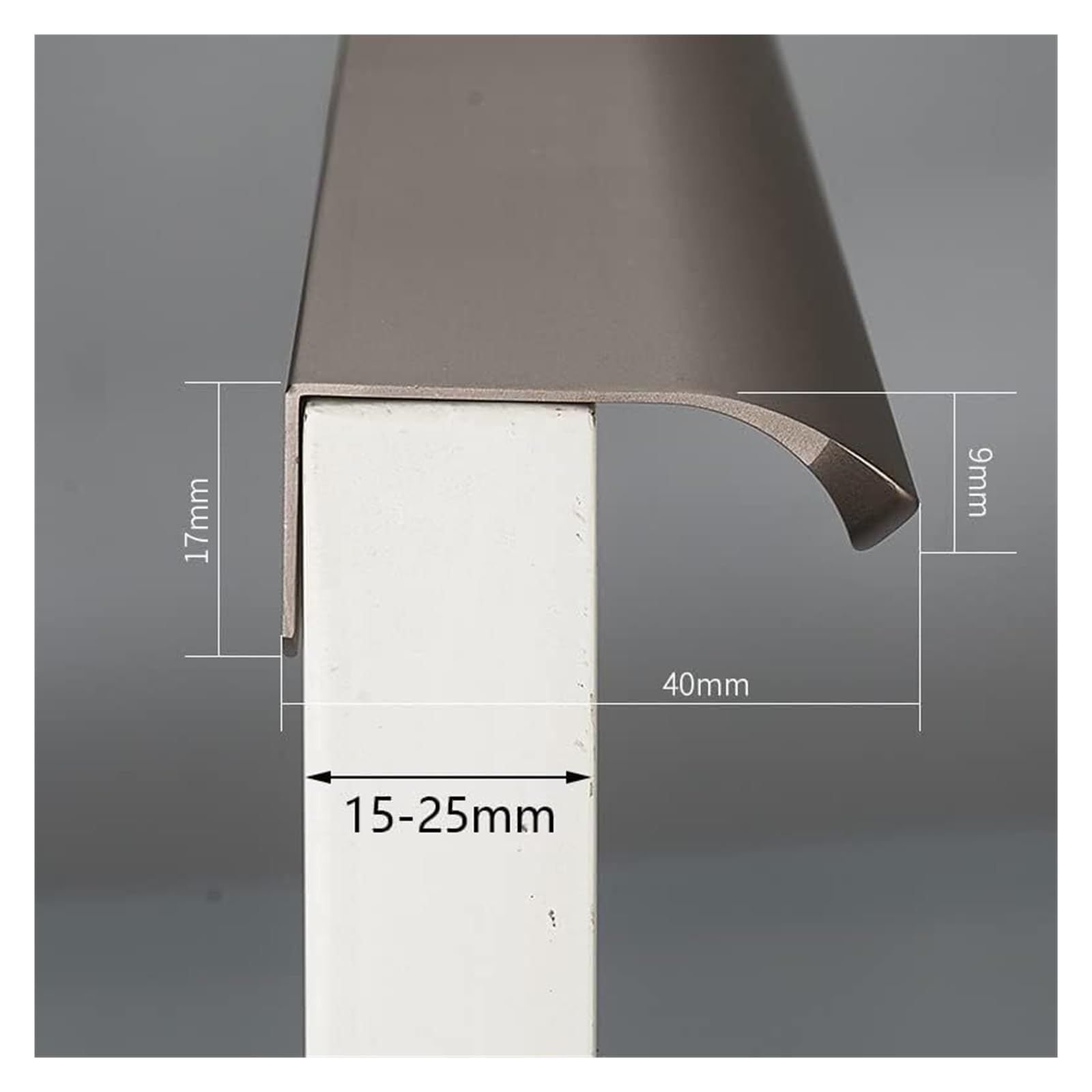 Versteckte Möbelgriffe, unsichtbare Möbelgriffe, 2 Stück, for Küchenschränke, lange Griffe for Kleiderschranktüren, Schubladengriffe aus Aluminiumlegierung, braun(Length 200mm)