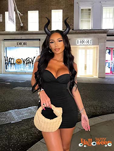 Image of ZileZile Women's Sexy Sleeveless Halter Dress Bodycon Ruched V Neck Party Club Mini Dress