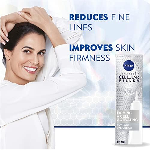 NIVEA Hyaluron Cellular Filler Anti-Age Eye Cream, Moisturising Anti Ageing Cream for Eye Area, Powerful Hyaluronic Acid Eye Cream for Wrinkles and Dark Circles, 15 ml (Pack of 1)