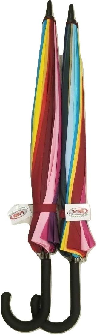 Variety To Go Rainbow Umbrella, Rainbow Umbrella Large, Compact, Windproof, Auto Open, 24K Rainbow Umbrella for Kids, Girls, Women, Men (Hook Handle) (2 Pieces)