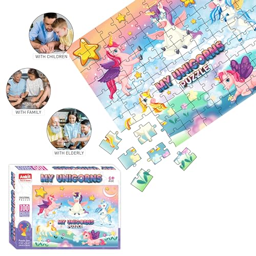 Image of Ankit Toys & Games 100-Piece Jigsaw Puzzle for Kids, Educational, Develops Motor Skills & Cognitive Learning (My Unicorns)