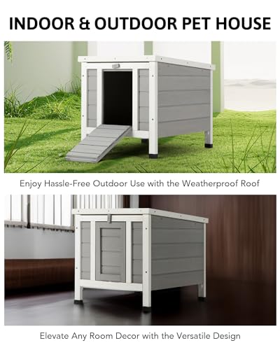 Co-Z RHC-5142-WH Outdoor Cat House Weatherproof Rabbit Hutch Hideout Indoor Bunny Cage thumb #8
