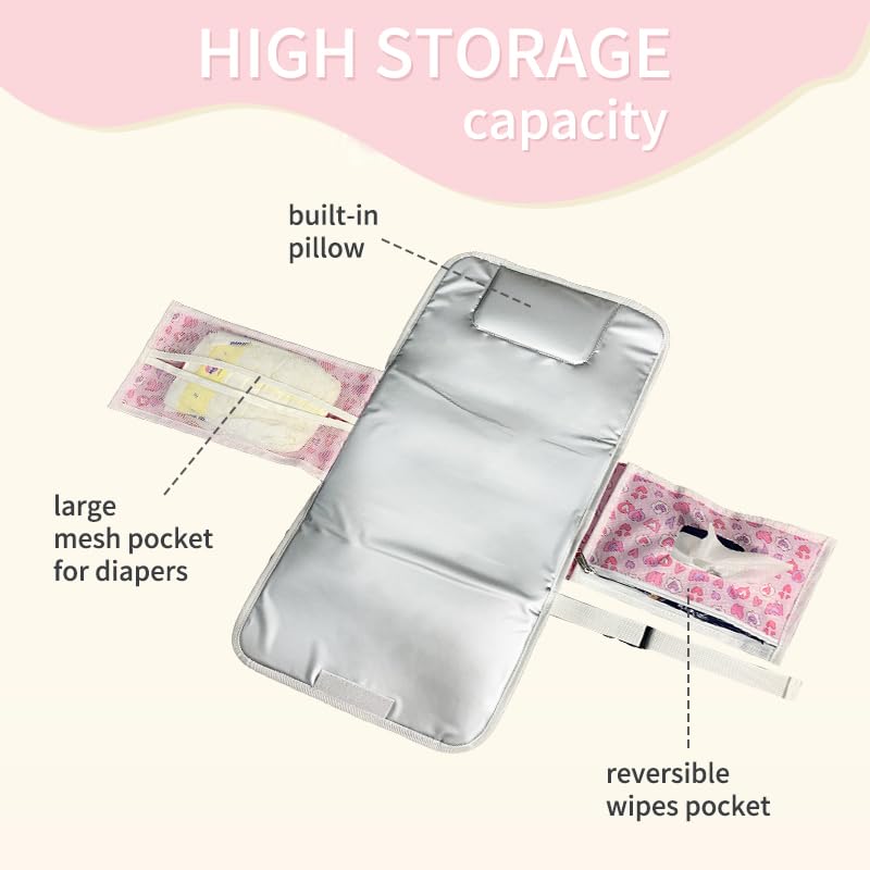 Baby Portable Diaper Changing Pad - Baby Changing Pad & Diaper Changer Travel Bag (Pink Love)