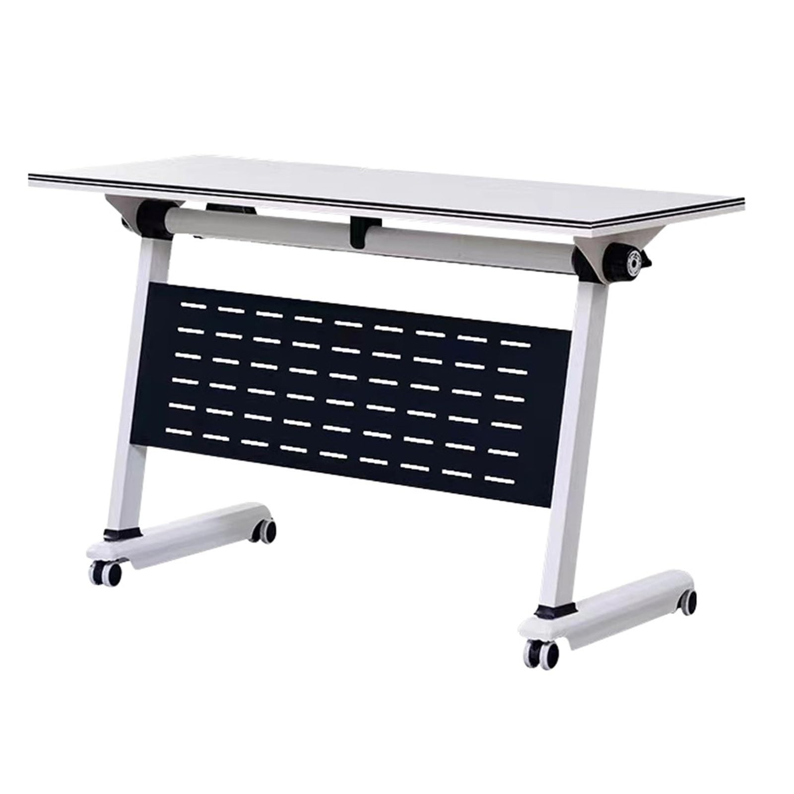 Tavolo da conferenza modulare pieghevole con piano ribaltabile, scrivania mobile per allenamento e mensole, ideale per ufficio, aula e sala di formazione, design di giunzione 120 x 40 cm