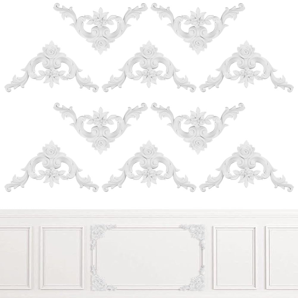 OLYCRAFT 10pz Modanatura Angolare per Pareti Angoli Murales Modanature per Soffitti Kit di Pannelli In Stile Francese Medaglioni Angolari In PU per Caminetti per Quadri Decorazioni per Scale Fai Da Te