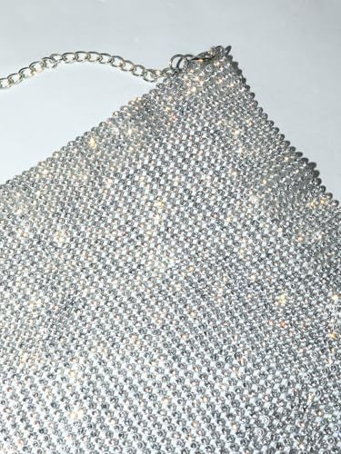 PartyArt Women Rhinestone Tops Sparkly Sexy Deep V Backless Crop Top Sleeveless Hanging Neck Metal Chain Club Party Clubwear4