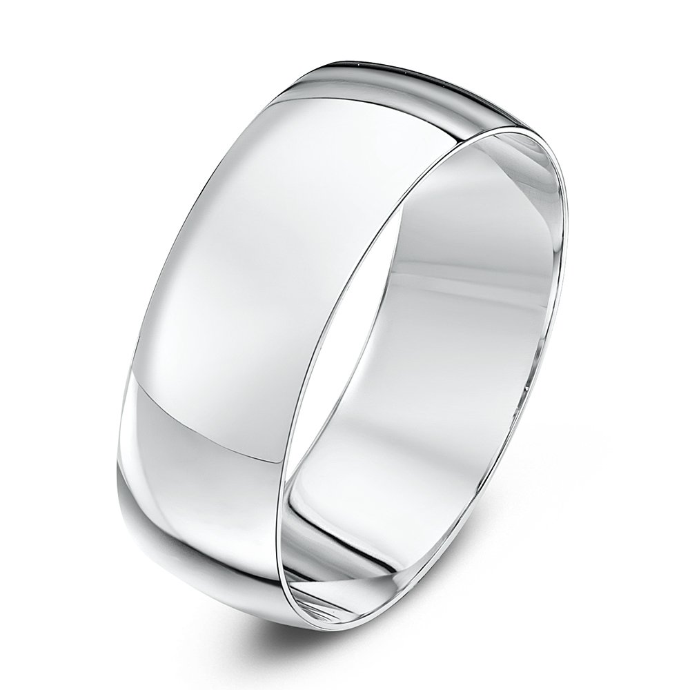Theia Anillo de Bodas Unisex en Oro Amarillo o Oro Blanco, de 18k de 2-7mm, Forma D Pesada, Pulido