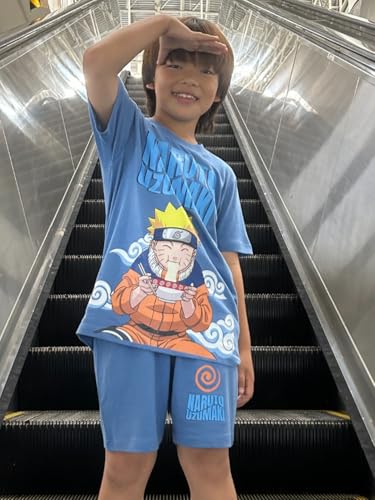 Image of Nap Chief Kids Cotton Naruto Print Co-Ord Set for Boys & Girls | Half Sleeve T-Shirt & Shorts Set | Soft Casual Summer Wear