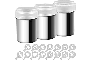 3 Pack Stainless Steel Cocoa Powder Shaker with Fine-Mesh Lid