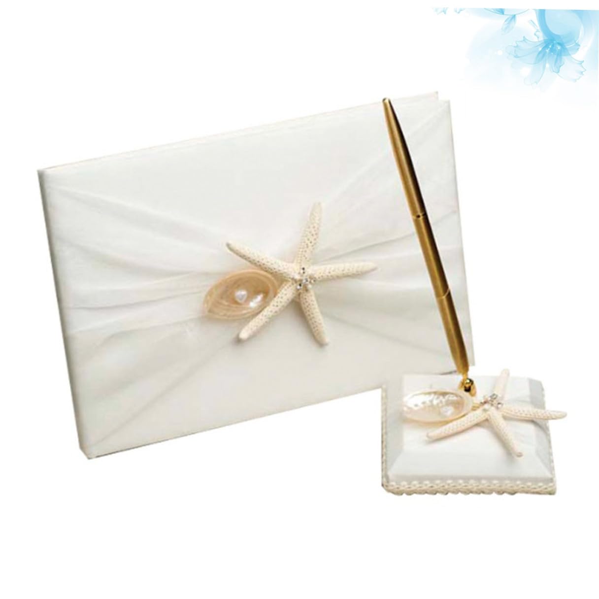 minkissy Libro degli Ospiti per Matrimonio Stile Spiaggia Bianco con Registrazione Messaggi e Tracciamento Presenze per Cerimonia Nuziale ed Engagement