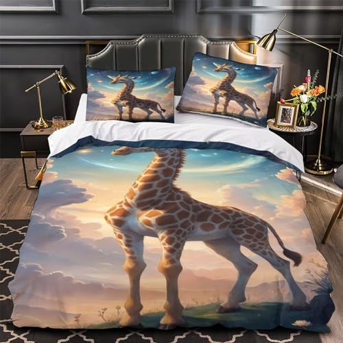 Parure housse de couette girafe 3D microfibre de qualité supérieure 200x200
