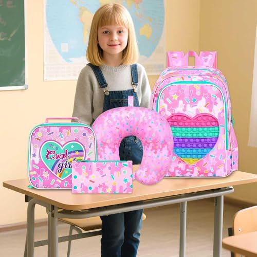 Image of CCJPX 5Pcs Kids Luggage for Girls, Rolling Travel Carry on Suitcase for Toddler Children with Wheels(Pink)