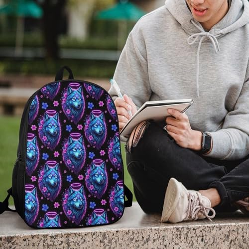 Sturdy Multipurpose Dual Shoulder Bag for Gym and Outdoor Activities, Floral Flowers Starry Wolf, Travel Hiking Daypack 6