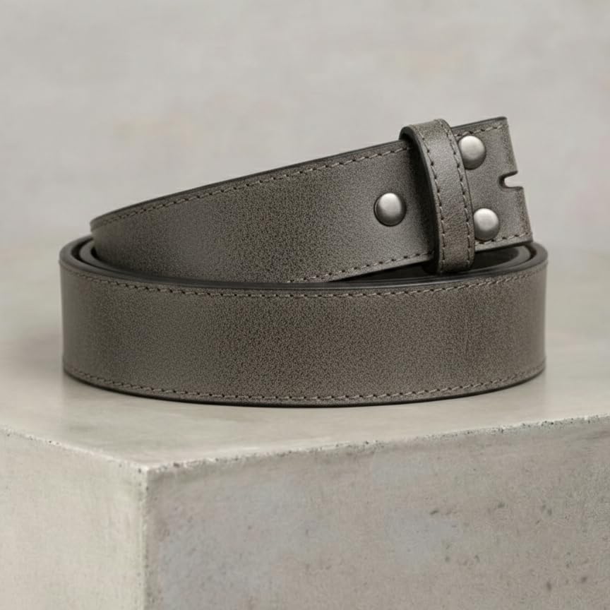 Image of BC Belts Leather Belt Strap with Vintage Distressed Texture 1.5 inch Wide with Snaps and without Buckle
