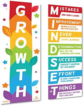 Sproutbrite Growth Mindset Classroom Decorations - Banner Posters for Teachers - Bulletin Board and Wall Decor for Pre School, Elementary and Middle School
