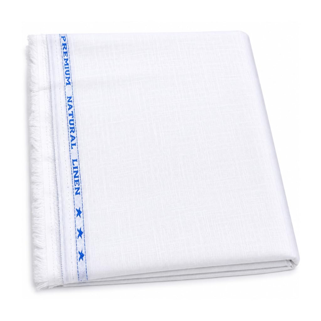 Cotton Linen Fabric for Men | White Unstitched Cloth | Shirt Trouser & Kurta Set Material | Self Design Slub Pattern | Premium Tailoring Fabric | 3.5 Meter | 147 cm Width | Design 40-image-35