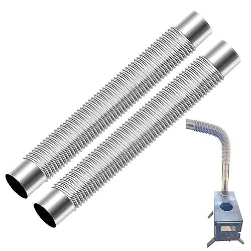 2 tubos de combustión de acero inoxidable de 90° con codo flexible para estufa de leña, diámetro interior de 6 cm