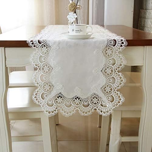 WDCDYQDH Mantel de arpillera con Encaje Retro Vintage para Mesa, Mantel para Comedor, Boda, champán, Camino de Mesa para Restaurante, Flores Bordadas, 3 Colores, 40 x 195 cm (40 x 120 cm)