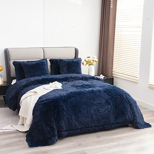 YUSOKI Faux Fur King Blanket(Navy Blue,90" x 104"),Whithout Pillows,Winter Lightweight Plush Fuzzy Soft Cozy Microfiber Comfy Bed Blanket for Women Kids Girls Couch Sofa Washable