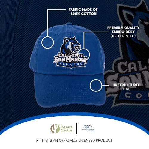 Gorra bordada ajustable azul con logo CSUSM miniatura 4