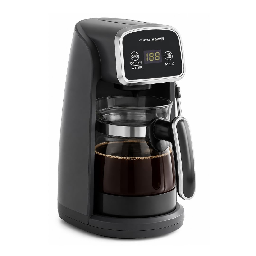 Turkish Coffee Maker Electric 600W, Glass Cezve Coffee Machine with LCD Display, Milk Warmer, Water Boiler & Keep Warm Function, Borosilicate Glass Pot for Turkish, Greek & Arabic Coffee, 300ml