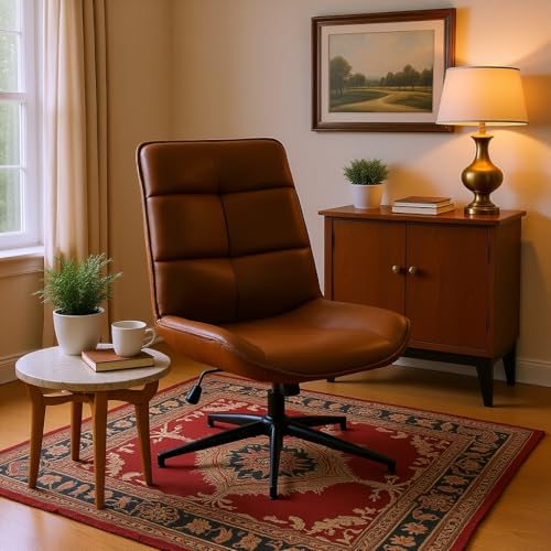 Sillón ergonómico marrón con tapizado de gamuza miniatura 1