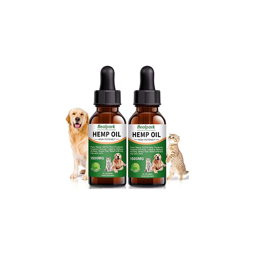 Hemp Oil For Dogs Cats 2 Pack 1500mg Separation Anxiety, Joint Pain