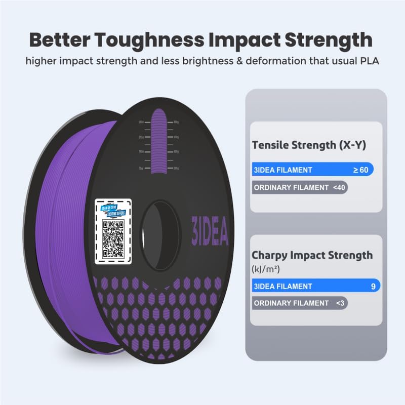 Image of 3Idea Premium PLA+ (Purple) 3D Printer Filament 1.75mm Dimensional Accuracy + /- 0.03mm Net Weight- 1 KG