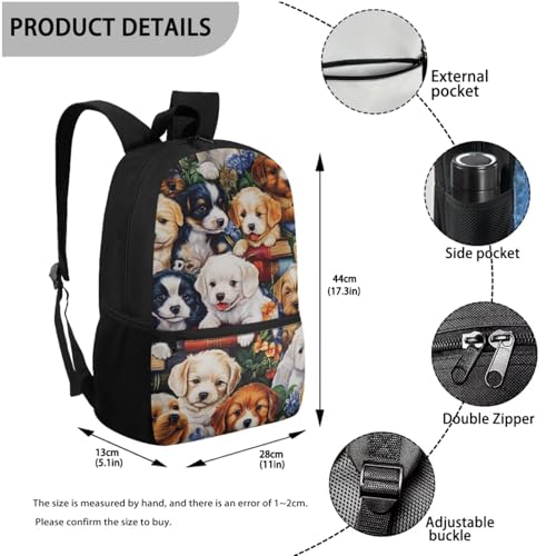 Uourmeti Kawaii Puppy Dog School Bag Set 4 In 1 Girls Backpack and Lunch Bag 6-8 8-10 Water Bottle Holder Pencil Case Little Kids Kindergarten School Bookbag Sets Primary Preschool Book Bags3