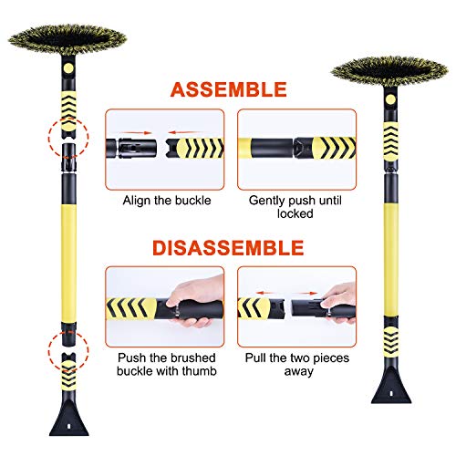 LOFTEK Car Snow Brush and Ice Scraper-37.8\" to 50.6\" Extendable, Detachable, Durable Winter Tool with Squeegee, Foam Grip-for Removing Snow and Ice on Car Trunk SUV Window Windshield - Thumbnail 5