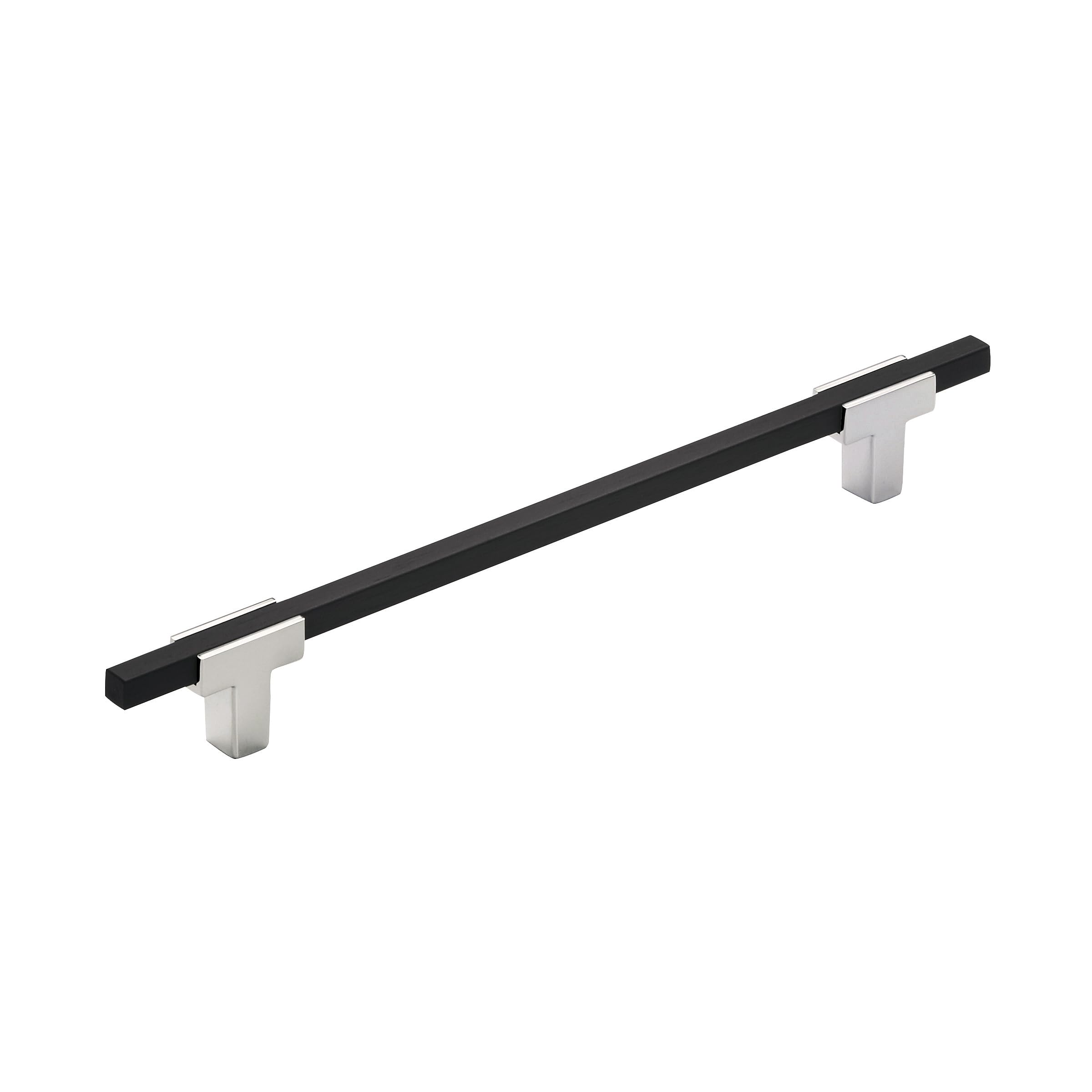 Amerock Tirador de gabinete, cromo pulido/negro mate cepillado, 7-9/16 pulgadas (192 mm) de centro a centro, Urbanite, paquete de 1 unidad, tirador de cajón, asa de cajón, herrajes para gabinete