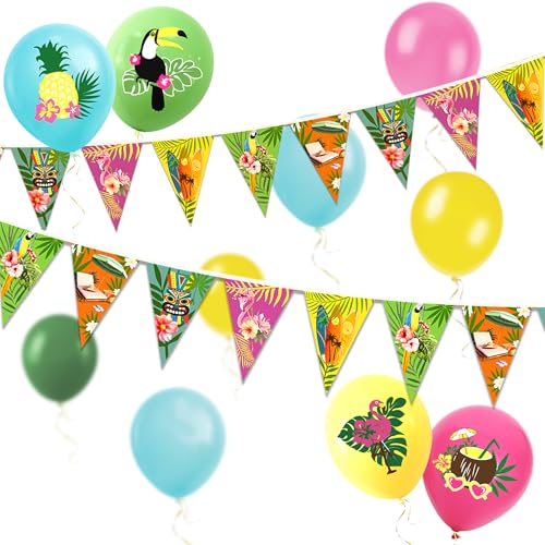 YBwanli fiesta hawaiana verano ibicenca decoración, globos hawaianos para fiesta, banderines de fiesta, decoración de fiesta de cumpleaños,banderines hawaianos.Ideas originales para fiesta inolvidable