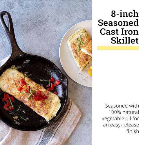 Image of Lodge 8 inch Cast Iron Skillet - Chef Collection - Perfect Sear - Ergonomic Handles - Superior Heat Retention - Cast Iron Cookware & Skillet