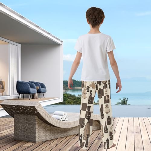 visesunny Boys' Pants Chess Board Piece Jogger Pants Elastic Waist Long Bottoms Trousers with Pockets3