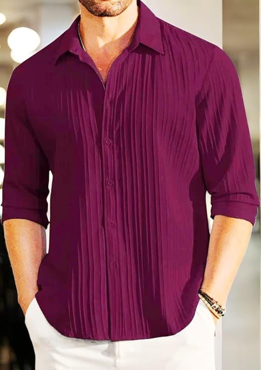 Image of FUNKY RICH Funkyrich Textured Popcorn Shirts for Men || Casual Shirt for Men || Shirt for Men|| Men Stylish Half Sleeve Shirt || Men Fancy Shirt