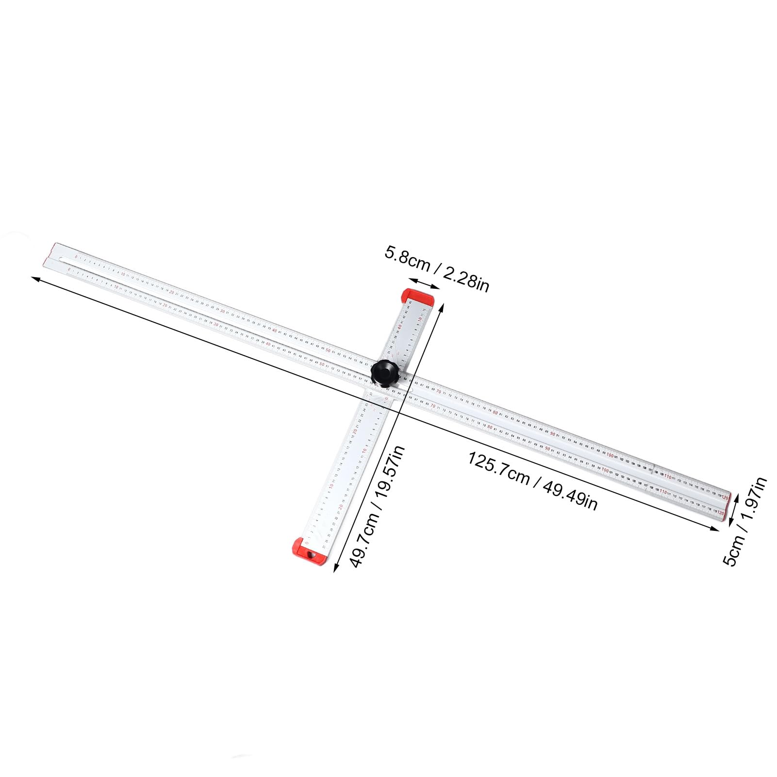 WALFRONT Regla de ángulo para Carpintería, Cuadrado Combinado en Forma de T de Aleación de Aluminio Ajustable de 120 Cm para una Medición Precisa y un Trabajo Eficiente para Carpinteros