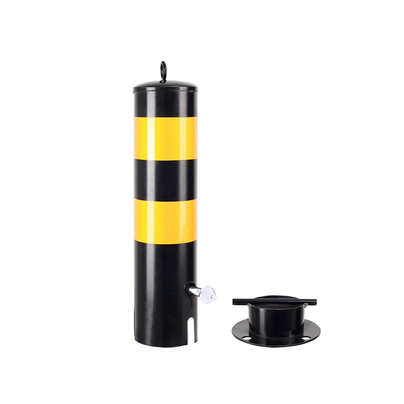 Parkpfosten Mit Reflexstreifen, Sicherheits-Absperrpfosten Aus Stahl, Warn- Und Schutzsäule, Abnehmbarer Sockel, Für Parkplätze Und Straßen(Black-1pc,50cm/19.7in)