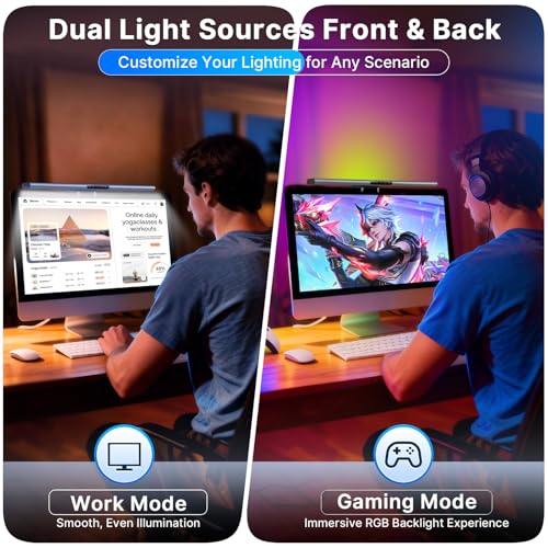 Image of Syrinx Pro Monitor Light Bar with RGB Ambient Backlight, Home Office & Gaming Computer Monitor Lamp, CRI95+ No Glare Eye Care, 1200lm, 3000K-6000K Stepless Dimming, for 17 inch-34 inch Flat & Curved Monitors