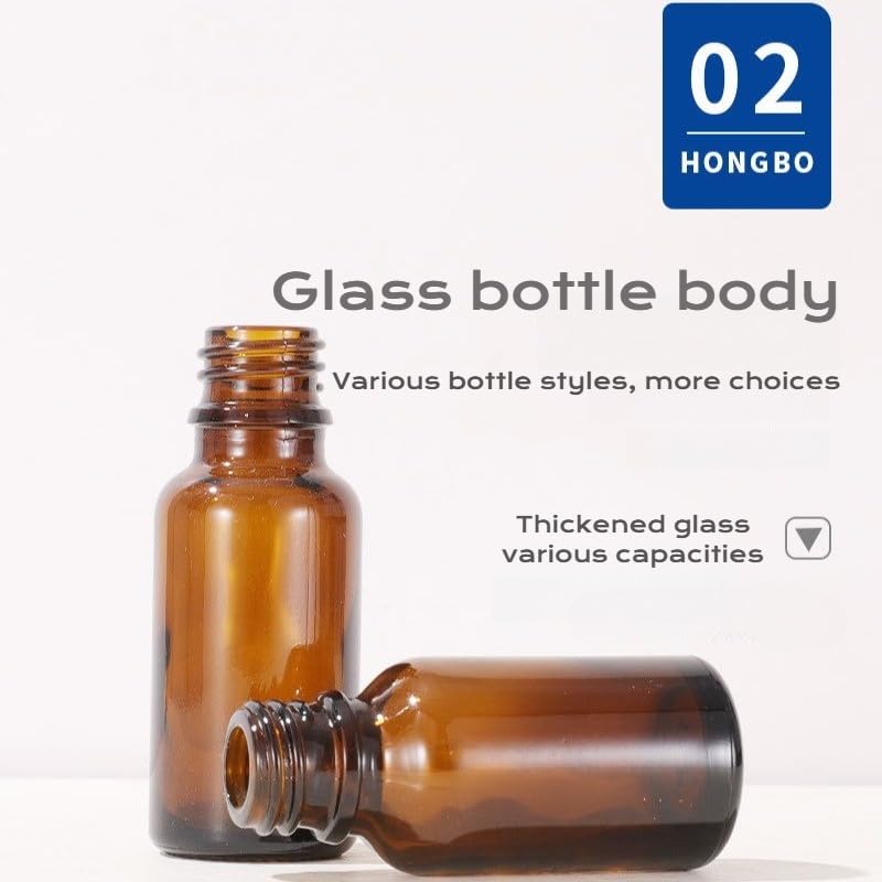 Amber Glass Dropper Bottles 10 sztuk, 5 ml – 100 ml, z pipetą, ochrona przed promieniowaniem UV, zestaw olejków eterycznych (50 ml)